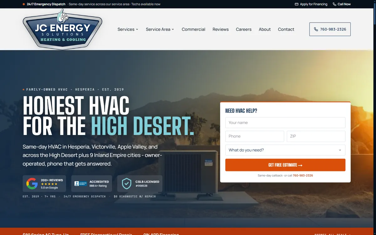 JC Energy Solutions, built by Marketing 760
