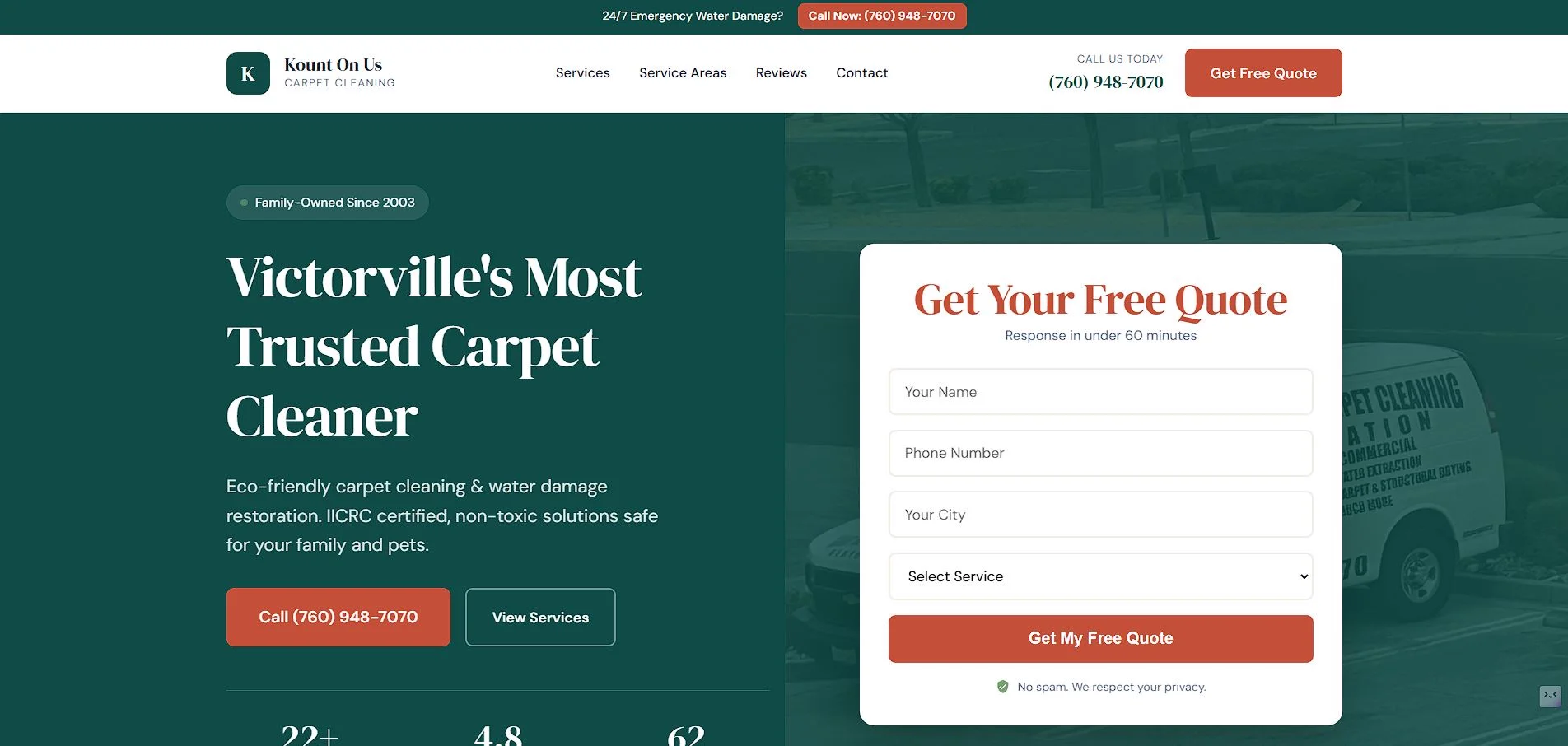 Kount On Us Carpet Cleaning - Marketing 760 Victorville portfolio