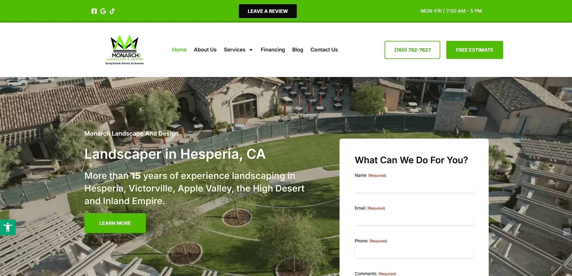 Monarch Landscape & Design - Marketing 760 Victorville portfolio